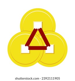 Lunar New Year coin element. Vector illustration.