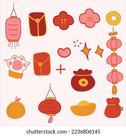 Lunar new year decorative elements