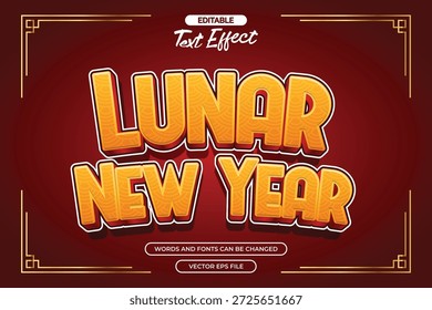 Efecto de texto editable de año nuevo lunar con decoración china	