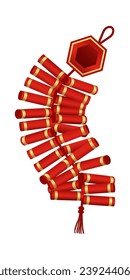Lunar New Year fireckracker element. Vector illustration.