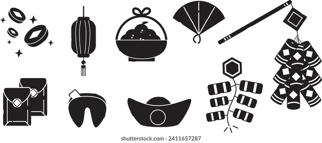 Lunar new year flat icon. Chinese traditional ornaments. Chinese icon vector illustration. Element for Lunar New Year's design.