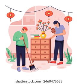 Ilustraciones planas del año Nuevo lunar