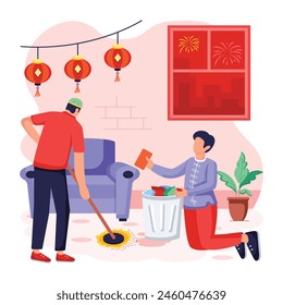 Ilustraciones planas del año Nuevo lunar