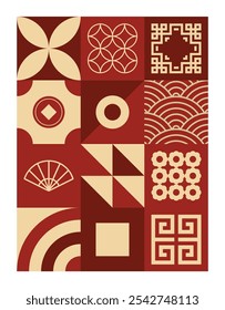 Lunar new year geometric shapes wall art