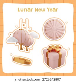 Mond Neujahr Geschenk Laterne und Wolke