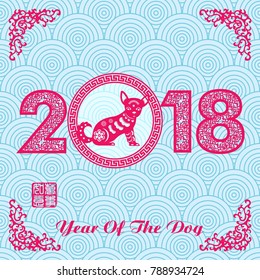 Lunar New Year greeting card, Chinese year of dog made by Chinese paper cut arts, stamps which image Translation: Everything is going very smoothly.