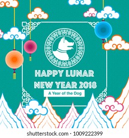 Lunar New Year greeting. Flat design. Vector illustration. 