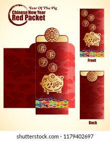 Lunar New Year Money Red Packet. Year of the pig. Translation: wish you all the best in everything