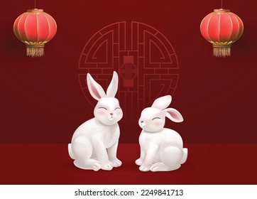 lunar new year with rabbit background