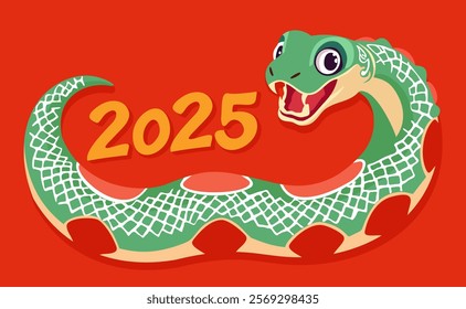 Lunar New Year of Snake. 2025. Bright vector illustration. Happy Chinese New Year.