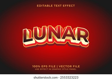 Tema del Año Nuevo lunar Efecto de texto editable de Vector 3D