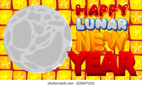 Lunar New Year. Word written with Children's font in cartoon style.