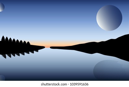 Lunar night landscape