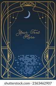 Lunar path through the art nouveau window. Vector illustration