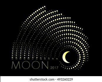  Calendario de fase lunar para blancos sobre fondo oscuro. Calendario de la luna 2017