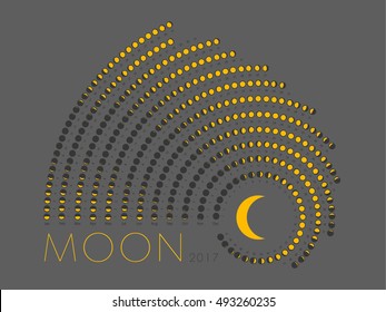  Lunar phase calendar for white on a grey background. Moon calendar 2017