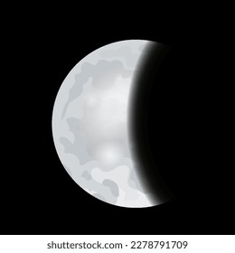 Icono de fase lunar. Etapa del ciclo del eclipse lunar. Luna de fondo negro. Celestial redondeado. Ilustración vectorial dibujada por mano