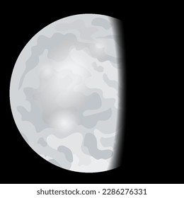 Icono de fase lunar. Etapa del ciclo del eclipse lunar. Luna de fondo negro. Celestial redondeado. Ilustración vectorial dibujada por mano