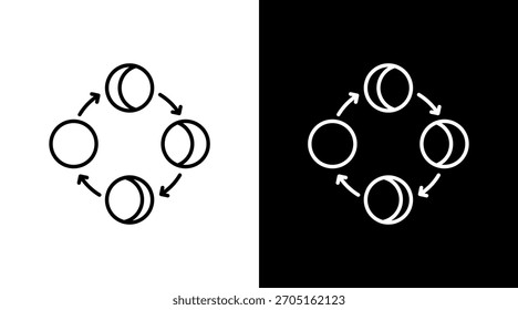 Diseño de conjunto de iconos blancos de fase lunar