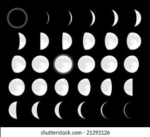 Lunar phases. CMYK mode. Global colors. Easy color changes.