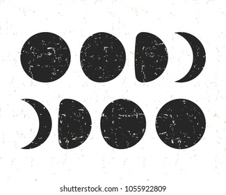 Lunar phases fashion print. Modern wall art. Vector hand drawn illustration.