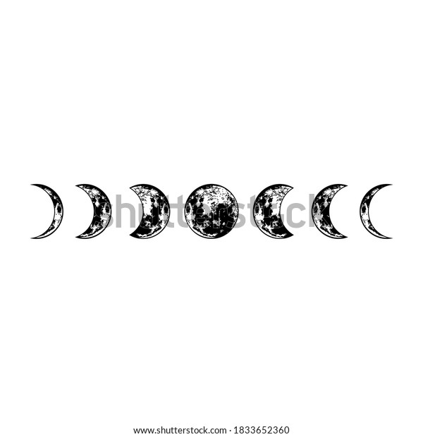 Lunar phases. Vector moon surface. Isolated cosmic\
silhouette. 