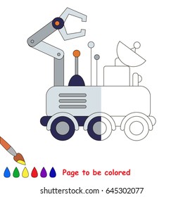 Lunar Rover, the coloring book to educate preschool kids with easy gaming level, the kid educational game to color the colorless half by sample.