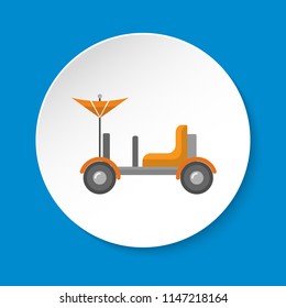 Lunar rover icon in flat style on round button