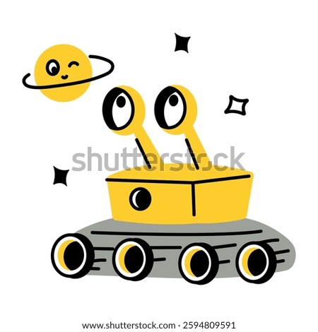 Lunar rover machine illustration in flat style