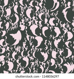 Lunar seamless pattern. Rural moon surface texture. Abstract confetti background.