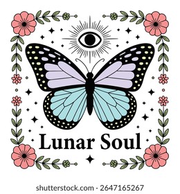 lunar soul - Boho Mystic Moth clipart, Beautiful Moth Insect illustration, beauty butterfly Design Sublimation