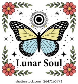 lunar soul - Boho Mystic Moth clipart, Beautiful Moth Insect illustration, beauty butterfly Design Sublimation