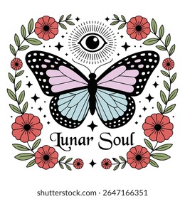 lunar soul - Boho Mystic Moth clipart, Beautiful Moth Insect illustration, beauty butterfly Design Sublimation