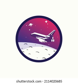 Lunar Space Shuttle logo concept Spaceship icon, space explorer rocket to planets