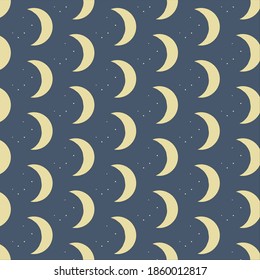 Lunar and star pattern on a blue background.