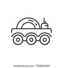lunar vehicle vector line icon, sign, illustration on background, editable strokes