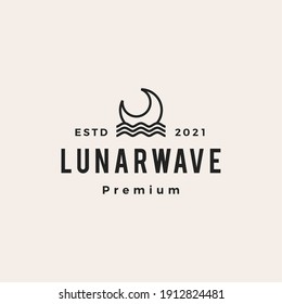 lunar water wave hipster vintage logo vector icon illustration