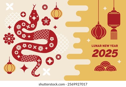 Lunar year 2025 element template vector collection