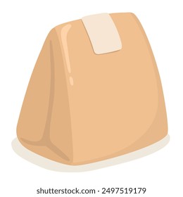 Bolsa de almuerzo, bolsa de almuerzo artesanal en estilo plano.