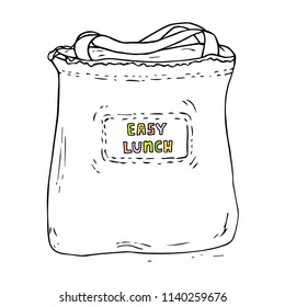Lunch bag hand drawn artistic sketch. Vector illustration