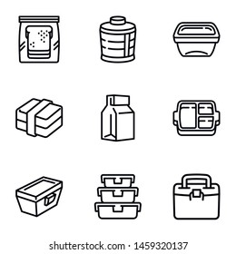 Lunch Bag Icon Set. Outline Set Of 9 Lunch Bag Vector Icons For Web Design Isolated On White Background