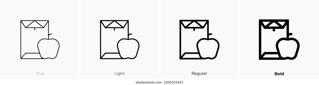 lunch bag icon. Thin, Light Regular And Bold style design isolated on white background