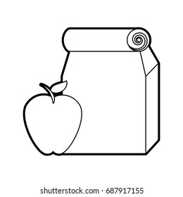 Lunch bag in paper bag with apple