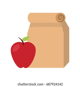 Lunch bag in paper bag with apple