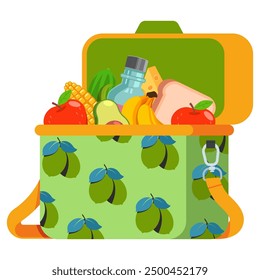 Lunch bag for women vector cartoon illustration isolated on a white background.