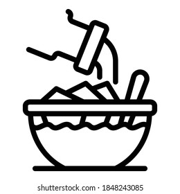Lunch bowl icon. Outline lunch bowl vector icon for web design isolated on white background