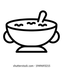 Lunch bowl icon. Outline lunch bowl vector icon for web design isolated on white background