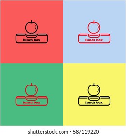 Lunch box with apple vector  icon.