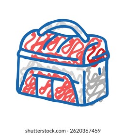 lunch box bag school doodle icon sketch vector. lunch box bag school sign. isolated symbol illustration
