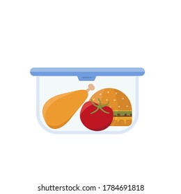 Lunch Box And Bag Vector. Healthy School Lunch Food For Kids, Student. Isolated Flat Cartoon Illustration 
